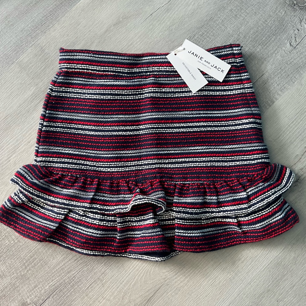 Brand New With Tags Janie and Jack Navy, Red and White Striped Skirt
